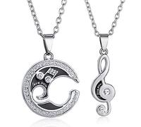 AILUOR Acero Inoxidable Hombres Mujeres Pareja Amantes Amistad BFF Música Nota Grabado Te Amo Collar Colgante CZ Rompecabezas Joyas a Juego Regalos de cumpleaños de San Valentín (Nota Musical)