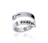 AILUOR Anillo de Plata Keep Going Joyería inspiradora Acero Inoxidable Tamaño de Grabado Bandas Ajustables de estímulo de Personalidad Fresca para Mujeres Niñas Declaración (Estilo 1 Plata)