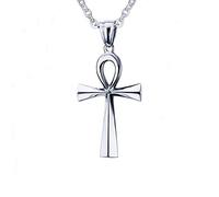 AILUOR Colgante de Collar de Acero Religiosa Hombres inoxidables copto Cruz de Ankh Masculino Ajustable