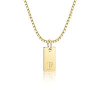 AILUOR Collar inicial para las mujer, 14K chapado en oro colgante nombre de la letra inicial A-Z Tag collar de gargantilla para los regalos de la joyería de las mujeres para las mujeres (Inicial F)