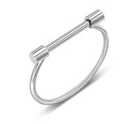 AILUOR forma de D pulsera de la barra de tornillo pulsera, acero inoxidable grillete de herradura de la novedad de la moda de joyería Unisex (Plata)