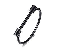 AILUOR forma de D pulsera de la barra de tornillo pulsera, acero inoxidable grillete de herradura de la novedad de la moda de joyería Unisex (Negro)