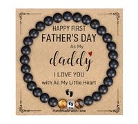 AILUOR Primer Día del Padre Regalos para el nuevo papá, los hombres de estiramiento pulsera de cuentas de pulsera para hombres de la esposa (First Fathers Day As My Daddy-B)