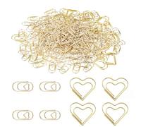 AILUYA 200 Piezas Clips de Papel de Corazón Dorado, 2 Estilo Clips de Papel en Forma de Corazón Motivo Amor Clip de Papel de Metal, Pequeños Clips de Papel Marcador, Clip de Papel con Caja Transparen