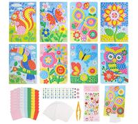 AILUYA 8 piezas Mosaico DIY Set Niños Flor Animal Insecto Ticky Mosaics Bright Color Mosaico DIY Set Mosaico Juego de Mosaico para Hogar y Escuela Artesanía Clases