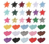 AILUYA Paquete de 66 parches termoadhesivos con forma de corazón y estrellas multicolores