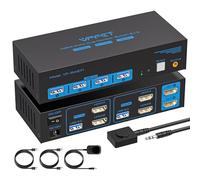 AILVLVNG 4K 120Hz HDMI KVM Switch 2 PC 2 Monitor 8K 60Hz USB 3.0 Commutateur KVM pour 2 Ordinateurs pour Oartager Deux Moniteurs et 4 Périphériques USB Tels que Claviers, Souris