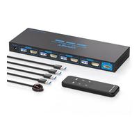 AILVLVNG 4K144Hz HDMI 4 PCs 1 moniteur 8K60Hz USB 3.0 Commutateur KVM 4 ports pour 4 ordinateurs partageant 1 moniteur et 4 périphériques USB avec 4 câbles USB 3.0 et mini contrôleur