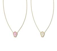 AILYFIRMO Collar con Colgante de Concha de Oro, Elegante y Casual, de Cobre Rosa, con Baño de Oro de 18k, para Mujeres de Todas las Edades (Pink+White)