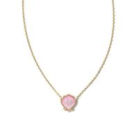 AILYFIRMO Collar con colgante de concha en oro, colgante de concha chapado en oro de 18 quilates, collar de cadena oceánica, accesorios de joyería para amantes del océano (Pink necklace)