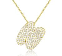 AILYFIRMO Collar con Letras de Burbujas, Collar con Letras de Burbujas para Hombres/Mujeres de Oro, Chapado en Oro de 14 Quilates, Regalo de joyería (N)
