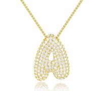 AILYFIRMO Collar con Letras de Burbujas, Collar con Letras de Burbujas para Hombres/Mujeres de Oro, Chapado en Oro de 14 Quilates, Regalo de joyería (A)