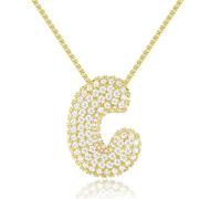 AILYFIRMO Collar con Letras de Burbujas, Collar con Letras de Burbujas para Hombres/Mujeres de Oro, Chapado en Oro de 14 Quilates, Regalo de joyería (C)