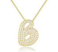 AILYFIRMO Collar con Letras de Burbujas, Collar con Letras de Burbujas para Hombres/Mujeres de Oro, Chapado en Oro de 14 Quilates, Regalo de joyería (B)