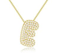 AILYFIRMO Collar con Letras de Burbujas, Collar con Letras de Burbujas para Hombres/Mujeres de Oro, Chapado en Oro de 14 Quilates, Regalo de joyería (E)
