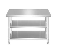 AILZCFX Mesa de Trabajo de Cocina para el hogar con Tres estantes de Almacenamiento, Mesa de preparación de Acero Inoxidable, Mesa de encimera Comercial Multifuncional, Mesa de Metal (80 x 50 x 80 c