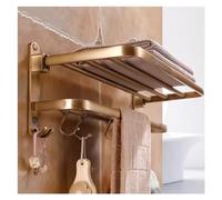 AILZCFX Toalleros de Bronce Antiguo para Lavabo de baño, Soporte para Toallas de Mano montado en la Pared con Barra de Toalla y Ganchos, Estante Plegable para Toallas, Colgador de Toallas de alumini