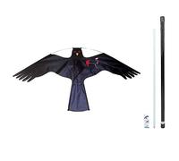 AILZNN Cometa Disuasoria De Aves EspantapáJaros para Jardines, Cometa Repelente De PáJaros Cometas De Miedo Reflectantes con Flash De HalcóN Simulado con Poste TelescóPico