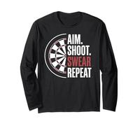 Aim Shoot Swear Repeat Funny Darts Dart Player Manga Larga