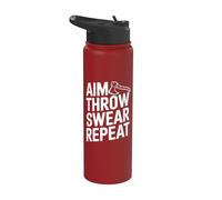 Aim Throw Swear Repeat Hacha Vintage Funny Hacha Lanzamiento Stainless Steel Insulated Water Bottle