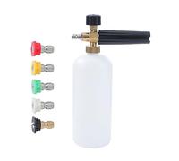 AIM Tools Lanza de Espuma de Nieve con Conector Rápido de 1/4", 5 Puntas de Boquilla, 1L Ajustable Cañón de Espuma Dispensador de Jabón Botella para Pistola de Hidrolimpiadora