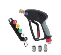 AIM Tools Pistola de Lavado a Presión de Lanza Corta 4000 PSI con Conector Rápido de 3/8", Conexiones M22 de 14 mm/15 mm, 5 Puntas de Boquilla con Soporte, Kit de Limpieza de Lavado de Auto