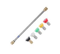 AIM Tools Varita de Extensión para Lavadora a Presión 15 Pulgadas Lanza de Lavadora Eléctrica con 5 Puntas de Boquilla, Conexión M22 14mm y 1/4" Desconexión Rápida, Kit de Limpieza de Canalones