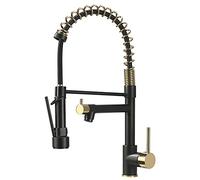 AIMADI Grifo de cocina, grifo de cocina negro con pulverizador, estilo comercial, negro mate, grifo de cocina de un solo agujero