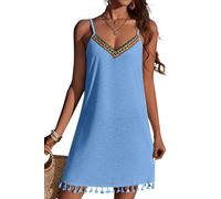 AI'MAGE Beach Dress Ladies Airy Summer Bikini Cómodos Vestidos de Verano con Cuello en V sobre Tirantes Ajustable Elegante Traje de Baño Ligero Azul Claro L