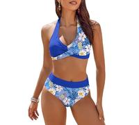 AI'MAGE Mujer Traje De Baño Push up Sujetador Acolchado Bikini, Azul Real, L