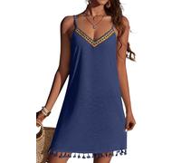 AI'MAGE Vestido De Playa De Mujer Estilo Bohemio Bikini Fluido Cubre-Uno Cuello En V Lindo Vestido De Verano Vestido De Playa Marina De Guerra S