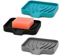 AIMAIAIMAI Jabonera de silicona con drenaje, 3 unidades de jabonera de silicona premium para duchabaño, simple jabón de ahorro, bandeja de jabón autodrenante, mantener el jabón seco, fácil de