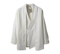 AIMAIBMLD Men's Shirt Chinese Style Fall Top Vintage Loose Casual for Blouse-White-Medium