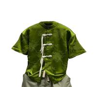 AIMAIBMLD Men's Shirt Chinese Style Short Sleeve Casual for blouse-green01-Medium