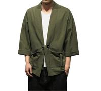 AIMAIBMLD Men's Shirt Chinese Style Summer Cardigan Jacket Lightweight Open Front for Blouse-Color-Medium