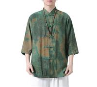 AIMAIBMLD Men's Shirt Ice Silk Summer Lightweight Loose Chinese Style Jacket -green01-XX-Large