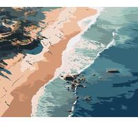 Aimaor Paisaje marino Mar Pintar por Numeros Adultos,40x50cm DIY Pintura por Números Sin Marco,Kit de Pintura al óleo de Lienzo con Pinceles y Pigmento Acrílico Paint by Numbers para Hogar Decoración