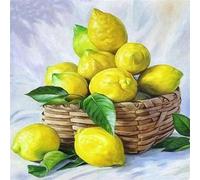 Aimaor Pintar por Numeros Adultos,Fruta Limón DIY Cuadros para Pintar por Numeros,Kit de Pintura al óleo de Lienzo,con Pinceles Pigmento Acrílico Paint by Numbers Hogar Decoración con Marco - 55x70cm