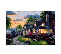 Aimaor Pintar por Numeros para Adultos,DIY Hermosa casa Kit de Pintar con Números sin Marco Pintura al óleo de Lienzo con Pinceles y Pigmento Acrílico para Decoración de la Pared del Hogar - 30x40cm