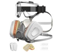 AIMAX Máscara Respiratoria Reutilizable con Filtros A1P2, Cubierta Facial Antipolvo con Gafas de Protección y Filtros de Repuesto, Ideal para Pintura, Pulido, Bricolaje y Trabajo