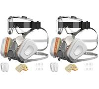 AIMAX Máscara Respiratoria Reutilizable con Filtros A1P2, Cubierta Facial Antipolvo con Gafas de Protección y Filtros de Repuesto, Ideal para Pintura, Pulido, Bricolaje y Trabajo (Paquete de 2)