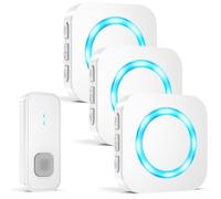 AIMAX Timbre inalámbrico con 1 transmisor y 3 receptores, Timbre inalámbrico Exterior Impermeable, Alcance de 400 m, Impermeable IP55, 55 Tonos de Llamada, 5 Niveles de Volumen con Flash LED