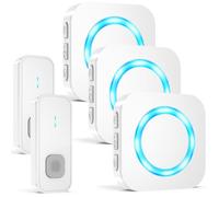 AIMAX Timbre inalámbrico con 2 transmisores y 3 receptores, Timbre inalámbrico Exterior Impermeable, Alcance Alto de 400 m, Impermeable IP55, 55 Tonos de Llamada, 5 Niveles de Volumen con Flash LED