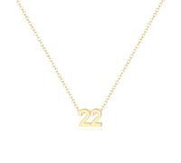 Aimber Collar chapado en oro de 18 quilates con números para mujer, collar de números de la suerte, joyería personalizada, regalo de cumpleaños, 20 inches, Chapado en oro, Sin piedra preciosa