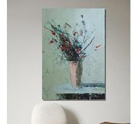 AIMCJFBYL Arte abstracto Jarrón de flores silvestres rojas Lienzo Arte de pared Impresión floral rústica moderna Póster Decoración del hogar (60x90cm/Marco interno)