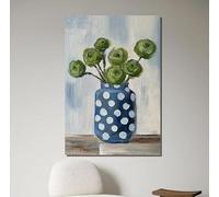 AIMCJFBYL Arte moderno Jarrón azul floral Lienzo Arte de pared Arte contemporáneo Pintura floral Póster Decoración del hogar (60x90cm/Marco interno)