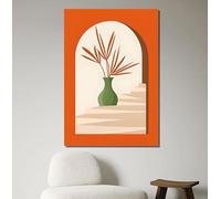 AIMCJFBYL Lienzo decorativo de pared con jarrón geométrico estilo boho, estilo moderno de mediados de siglo, póster con impresión fija, obra de arte para decoración del hogar (70x100cm/Marco interno)