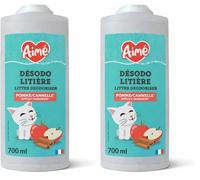 Aimé | Desodorante Arenero Gato Neutralizador de Olores 700 ml | Gránulos Absorbentes Fabricados a Partir de Tobermorita | Ambientador Arenero para Gatos Que Absorbe Malos Olores | Manzana y Canela