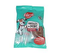 Aimé - Dulces para Perro - Orejas de Cerdo - Comida Natural sin conservantes ni colorantes - Dulce masticable para el Bienestar del Perro - X2