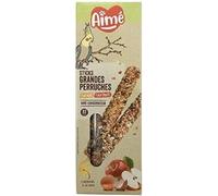 Aimé | Sticks de Huevos y Frutas | Alimento para Comedero Pajaros| Barritas a Base de Frutas Rojas y Huevos | Comida Periquitos Grandes | Comida Agapornis | Enriquecido con Vitaminas | 2 x 115 g